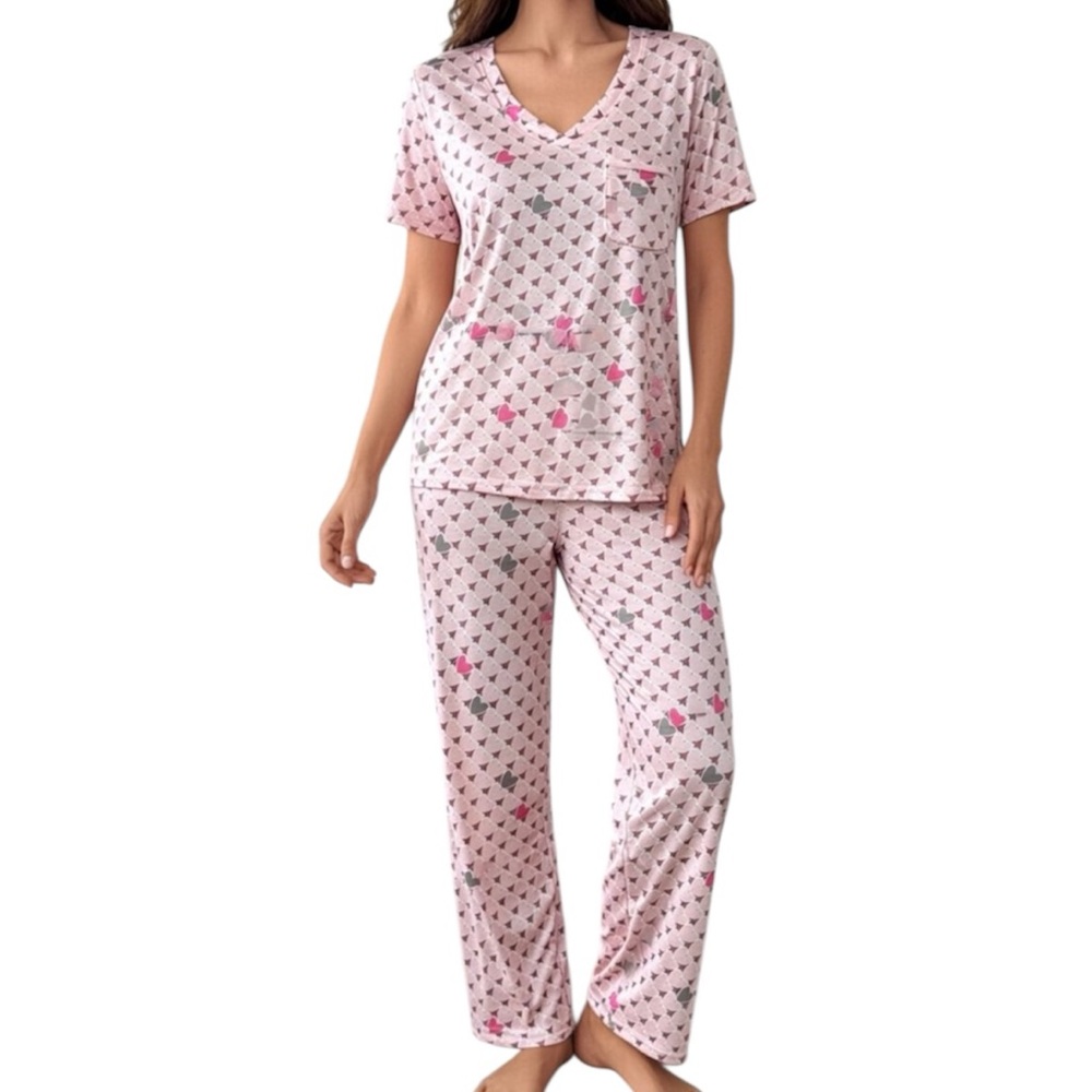 Vera Bradley Pink Heart Pattern Pajama Set